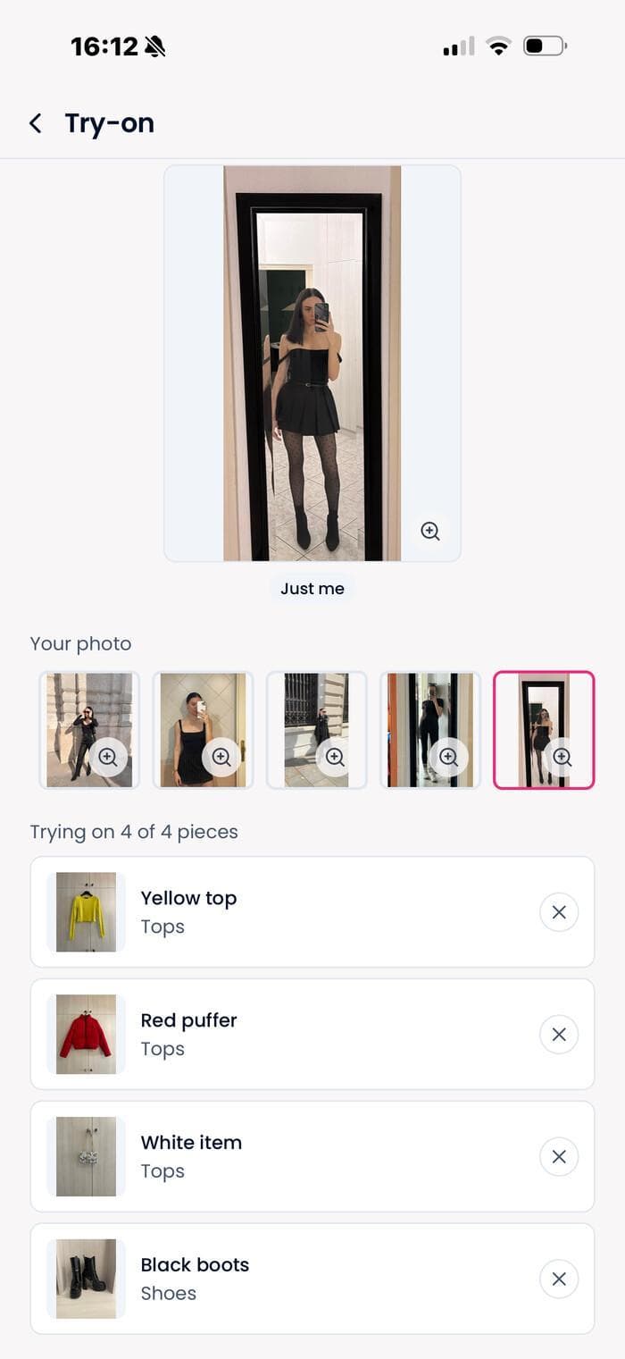 Build a full look and generate it on your body.